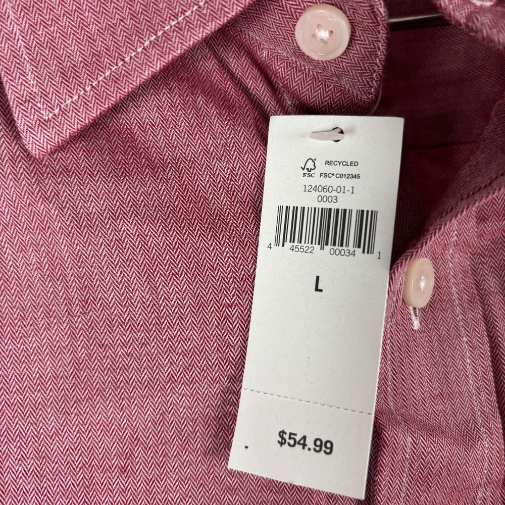 Banana Republic‎ Relaxed Fit Men's Size L Red Button Down Shirt Long Sleeve - Picture 4 of 12